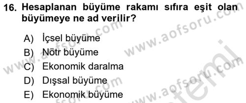 Turizm Ekonomisi Dersi 2021 - 2022 Yılı (Vize) Ara Sınav Soruları 16. Soru