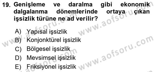 Turizm Ekonomisi Dersi Ara Sınavı Deneme Sınav Soruları 19. Soru