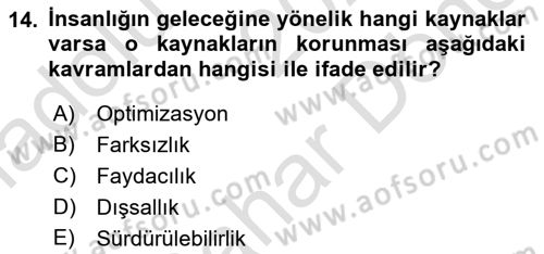 Turizm Ekonomisi Dersi 2021 - 2022 Yılı (Final) Dönem Sonu Sınav Soruları 14. Soru