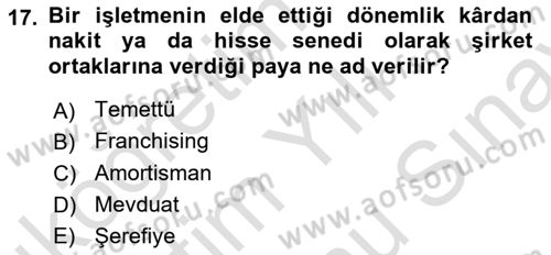 Turizm Ekonomisi Dersi 2021 - 2022 Yılı (Final) Dönem Sonu Sınav Soruları 17. Soru