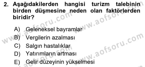 Turizm Ekonomisi Dersi 2021 - 2022 Yılı (Final) Dönem Sonu Sınav Soruları 2. Soru