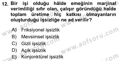 Turizm Ekonomisi Dersi 2021 - 2022 Yılı Yaz Okulu Sınav Soruları 12. Soru