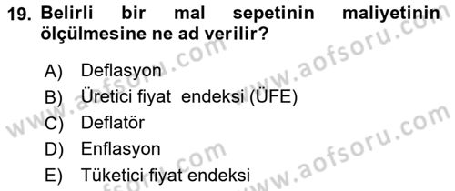 Turizm Ekonomisi Dersi 2021 - 2022 Yılı Yaz Okulu Sınav Soruları 19. Soru