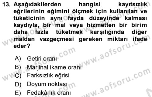 Turizm Ekonomisi Dersi Ara Sınavı Deneme Sınav Soruları 13. Soru