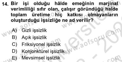 Turizm Ekonomisi Dersi Ara Sınavı Deneme Sınav Soruları 14. Soru