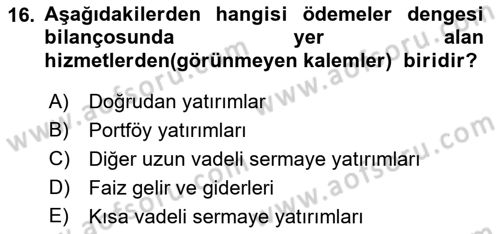 Turizm Ekonomisi Dersi Ara Sınavı Deneme Sınav Soruları 16. Soru