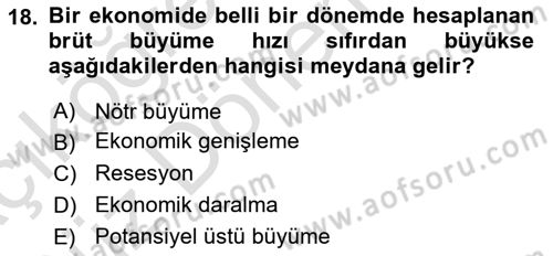 Turizm Ekonomisi Dersi Ara Sınavı Deneme Sınav Soruları 18. Soru