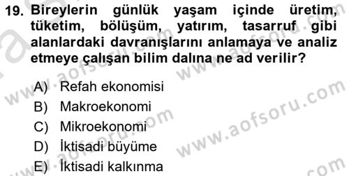 Turizm Ekonomisi Dersi Ara Sınavı Deneme Sınav Soruları 19. Soru