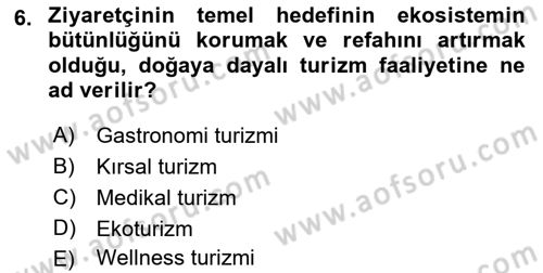 Turizm Ekonomisi Dersi 2022 - 2023 Yılı (Vize) Ara Sınav Soruları 6. Soru