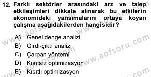 Turizm Ekonomisi Dersi 2022 - 2023 Yılı (Final) Dönem Sonu Sınav Soruları 12. Soru