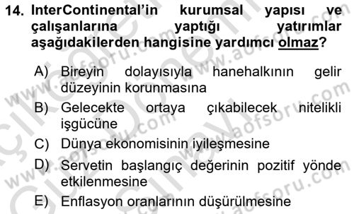Turizm Ekonomisi Dersi 2022 - 2023 Yılı (Final) Dönem Sonu Sınav Soruları 14. Soru