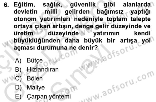 Turizm Ekonomisi Dersi 2022 - 2023 Yılı (Final) Dönem Sonu Sınav Soruları 6. Soru