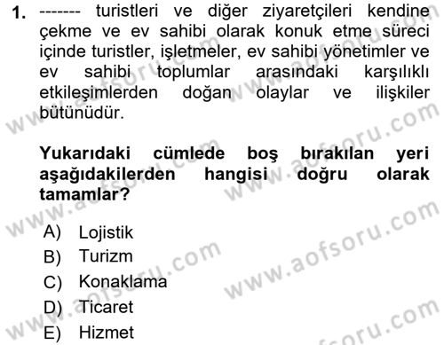Turizm Ekonomisi Dersi 2022 - 2023 Yılı Yaz Okulu Sınav Soruları 1. Soru