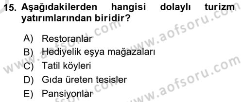 Turizm Ekonomisi Dersi 2022 - 2023 Yılı Yaz Okulu Sınav Soruları 15. Soru