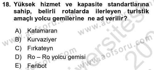 Turizm Ekonomisi Dersi 2022 - 2023 Yılı Yaz Okulu Sınav Soruları 18. Soru