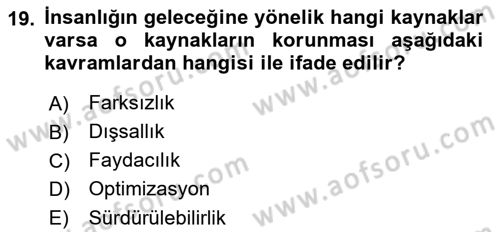 Turizm Ekonomisi Dersi 2022 - 2023 Yılı Yaz Okulu Sınav Soruları 19. Soru