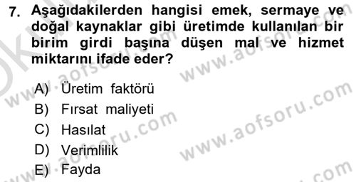 Turizm Ekonomisi Dersi 2022 - 2023 Yılı Yaz Okulu Sınav Soruları 7. Soru