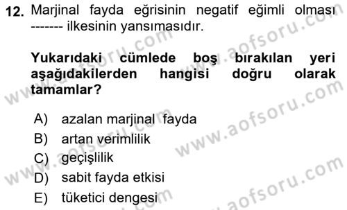 Turizm Ekonomisi Dersi 2023 - 2024 Yılı (Vize) Ara Sınav Soruları 12. Soru