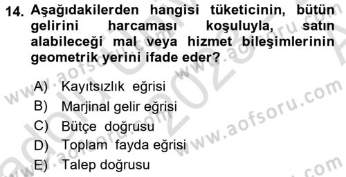 Turizm Ekonomisi Dersi Ara Sınavı Deneme Sınav Soruları 14. Soru