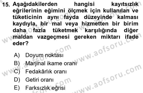 Turizm Ekonomisi Dersi Ara Sınavı Deneme Sınav Soruları 15. Soru