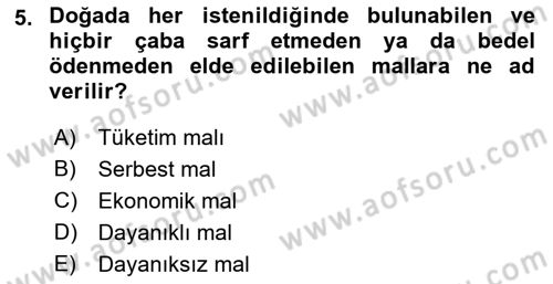Turizm Ekonomisi Dersi Ara Sınavı Deneme Sınav Soruları 5. Soru
