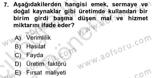 Turizm Ekonomisi Dersi Ara Sınavı Deneme Sınav Soruları 7. Soru