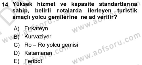 Turizm Ekonomisi Dersi 2023 - 2024 Yılı (Final) Dönem Sonu Sınav Soruları 14. Soru