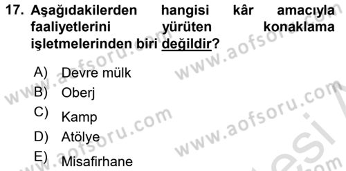 Turizm Ekonomisi Dersi 2023 - 2024 Yılı (Final) Dönem Sonu Sınav Soruları 17. Soru