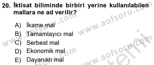 Turizm Ekonomisi Dersi 2023 - 2024 Yılı (Final) Dönem Sonu Sınav Soruları 20. Soru