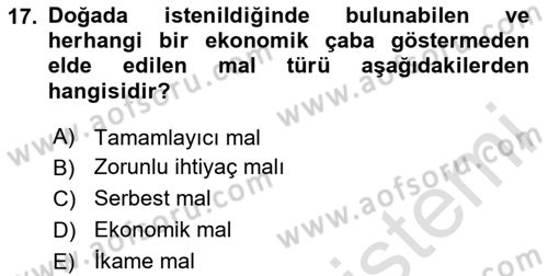 Turizm Ekonomisi Dersi 2023 - 2024 Yılı Yaz Okulu Sınav Soruları 17. Soru