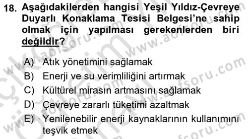 Turizm Ekonomisi Dersi 2023 - 2024 Yılı Yaz Okulu Sınav Soruları 18. Soru