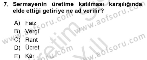 Turizm Ekonomisi Dersi 2023 - 2024 Yılı Yaz Okulu Sınav Soruları 7. Soru