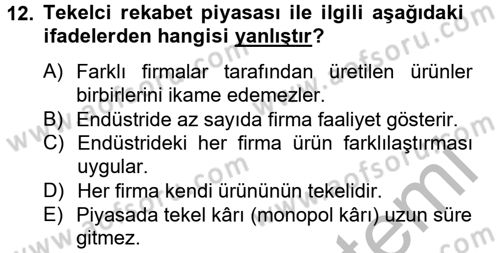 Uluslararası İktisat Dersi 2012 - 2013 Yılı (Vize) Ara Sınav Soruları 12. Soru