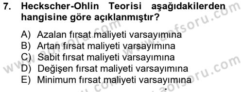 Uluslararası İktisat Dersi 2012 - 2013 Yılı (Vize) Ara Sınav Soruları 7. Soru