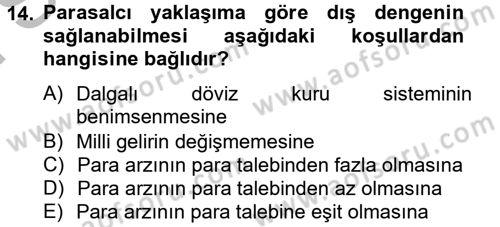 Uluslararası İktisat Dersi 2012 - 2013 Yılı (Final) Dönem Sonu Sınav Soruları 14. Soru