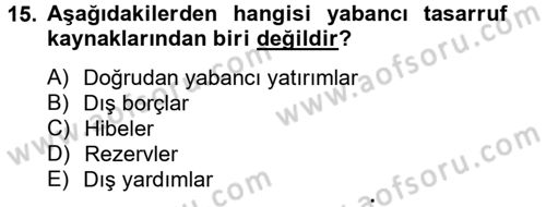 Uluslararası İktisat Dersi 2012 - 2013 Yılı (Final) Dönem Sonu Sınav Soruları 15. Soru