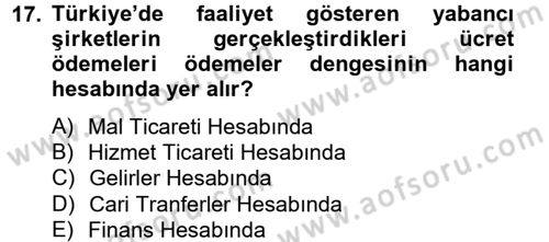 Uluslararası İktisat Dersi 2012 - 2013 Yılı (Final) Dönem Sonu Sınav Soruları 17. Soru