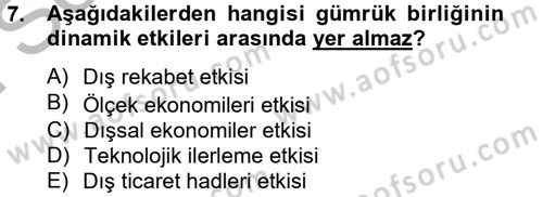 Uluslararası İktisat Dersi 2012 - 2013 Yılı (Final) Dönem Sonu Sınav Soruları 7. Soru