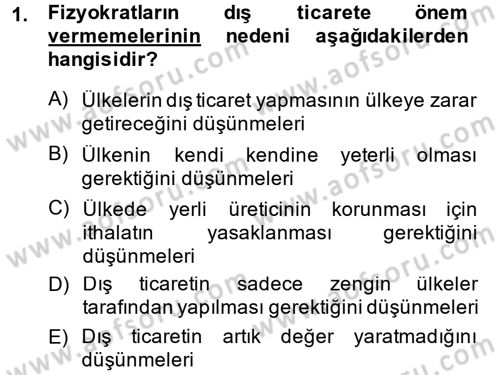 Uluslararası İktisat Dersi 2013 - 2014 Yılı (Vize) Ara Sınav Soruları 1. Soru