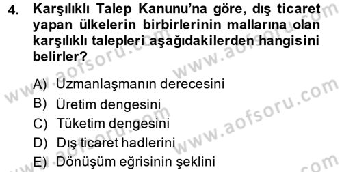 Uluslararası İktisat Dersi 2013 - 2014 Yılı (Vize) Ara Sınav Soruları 4. Soru