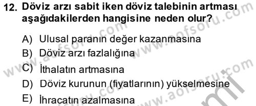 Uluslararası İktisat Dersi 2013 - 2014 Yılı (Final) Dönem Sonu Sınav Soruları 12. Soru