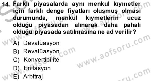 Uluslararası İktisat Dersi 2013 - 2014 Yılı (Final) Dönem Sonu Sınav Soruları 14. Soru