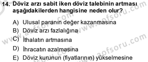 Uluslararası İktisat Dersi 2013 - 2014 Yılı Tek Ders Sınav Soruları 14. Soru