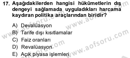 Uluslararası İktisat Dersi 2013 - 2014 Yılı Tek Ders Sınav Soruları 17. Soru