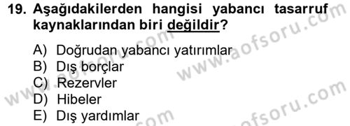 Uluslararası İktisat Dersi 2013 - 2014 Yılı Tek Ders Sınav Soruları 19. Soru