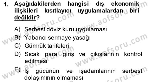 Uluslararası İktisat Dersi 2014 - 2015 Yılı (Vize) Ara Sınav Soruları 1. Soru