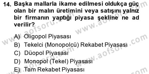 Uluslararası İktisat Dersi 2014 - 2015 Yılı (Vize) Ara Sınav Soruları 14. Soru