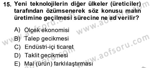 Uluslararası İktisat Dersi 2014 - 2015 Yılı (Vize) Ara Sınav Soruları 15. Soru