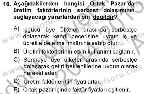 Uluslararası İktisat Dersi 2014 - 2015 Yılı (Vize) Ara Sınav Soruları 16. Soru