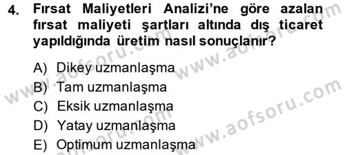 Uluslararası İktisat Dersi 2014 - 2015 Yılı (Vize) Ara Sınav Soruları 4. Soru